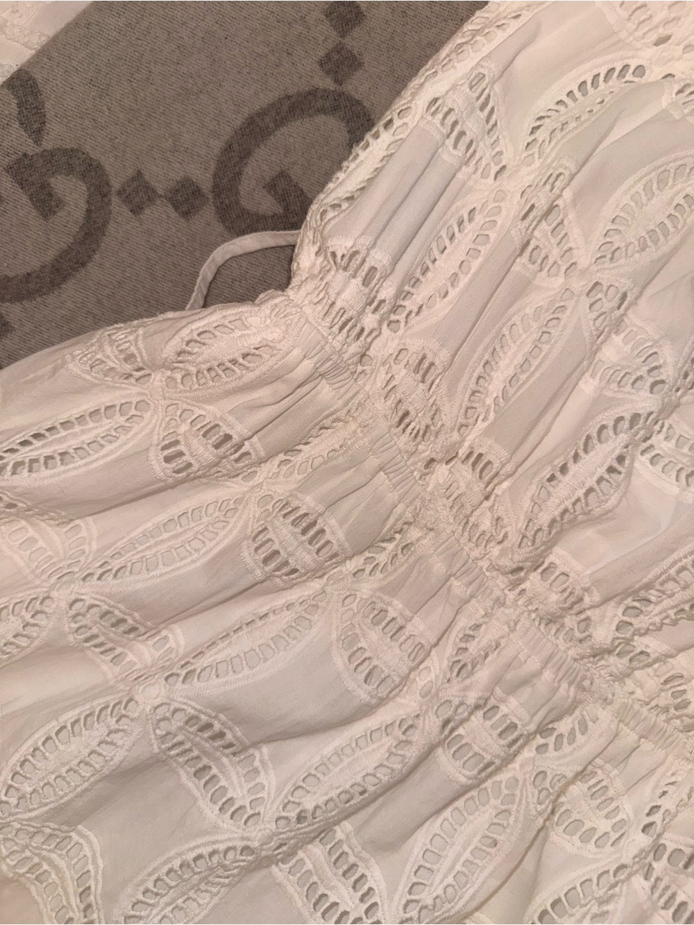 Evernew Melbourne Beth broderie off the shoulder Tiered Midi Dress in white - Picture 12 of 12